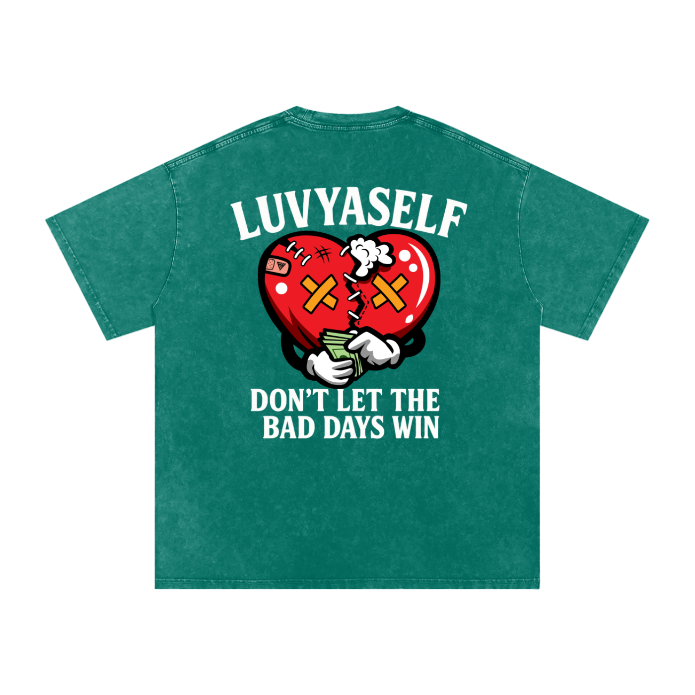 LUVYASELF "Don't Let the Bad Days Win" Acid Wash Oversize T-Shirt | 250 GSM Cotton Tee | Unisex Vintage Wash