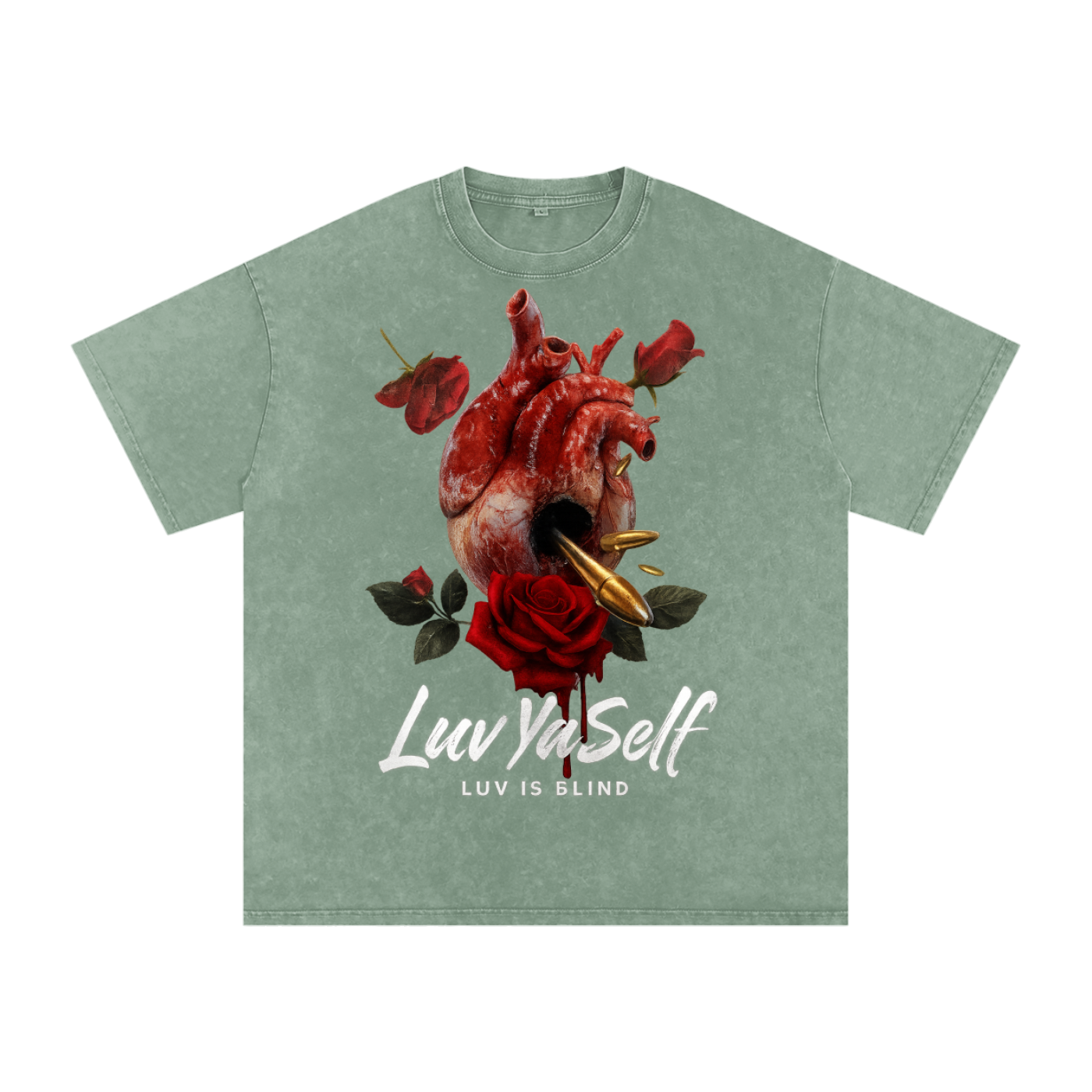 Luv is Blind Snow Washed Oversized Cotton T-Shirt