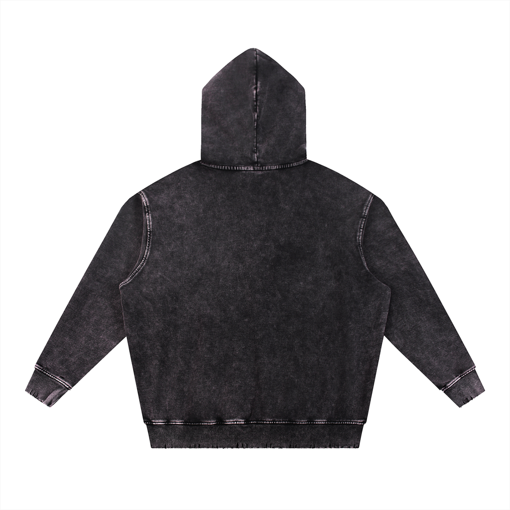 Uniform Snow Wash Hand-Frayed Heavyweight  Hoodie