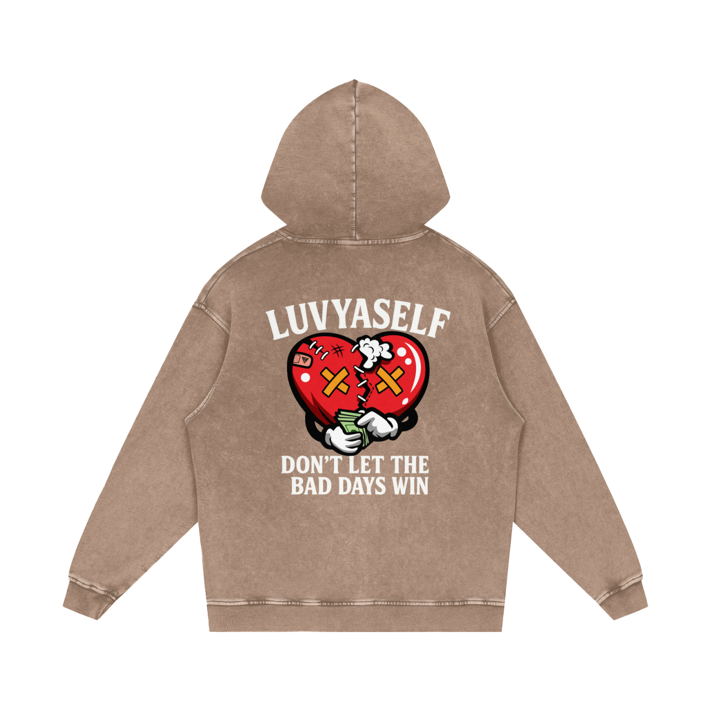 LUVYASELF "Don't Let the Bad Days Win" Snow Wash Oversize Hoodie | 420 GSM Heavyweight Cotton | Unisex Vintage Style