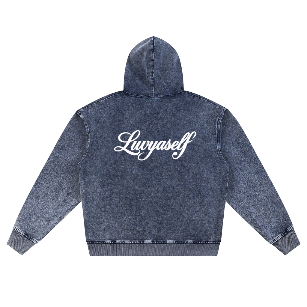 Snow Wash Oversized Zip-Up Hoodie