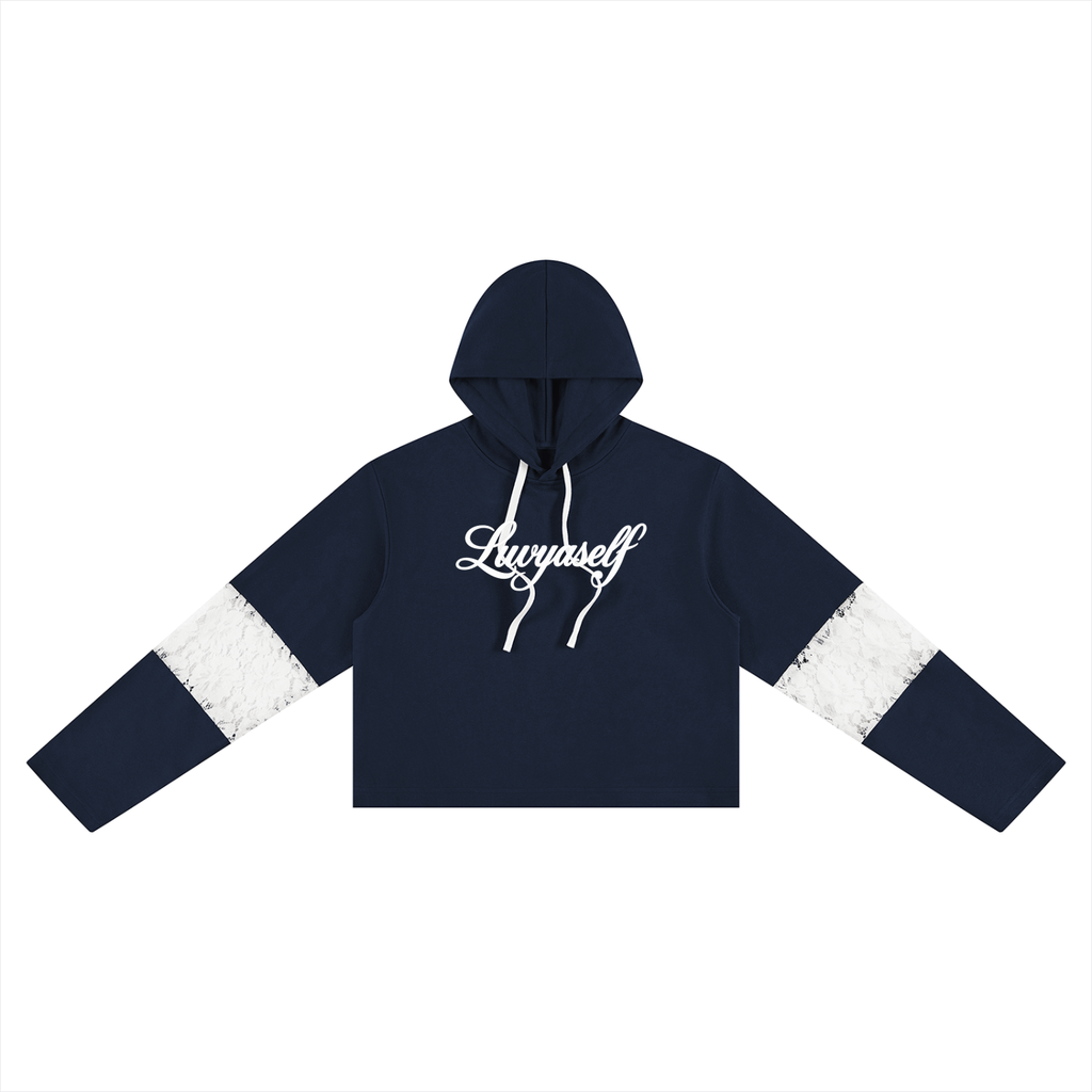 Women’s Cropped Lace-Panel Hoodie