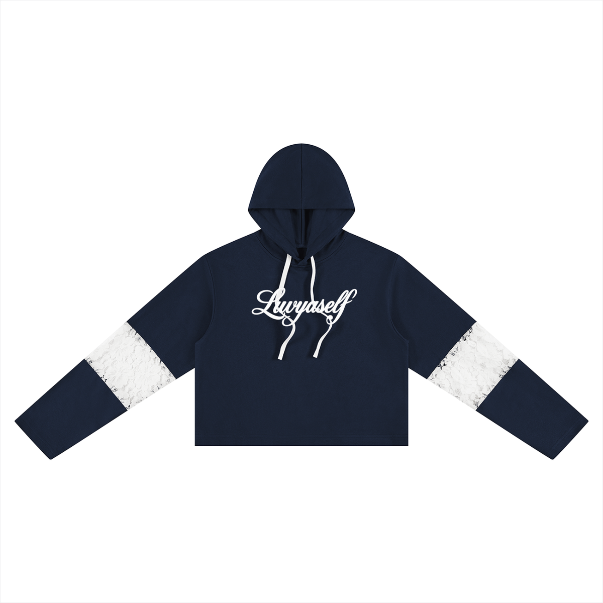 Women’s Cropped Lace-Panel Hoodie