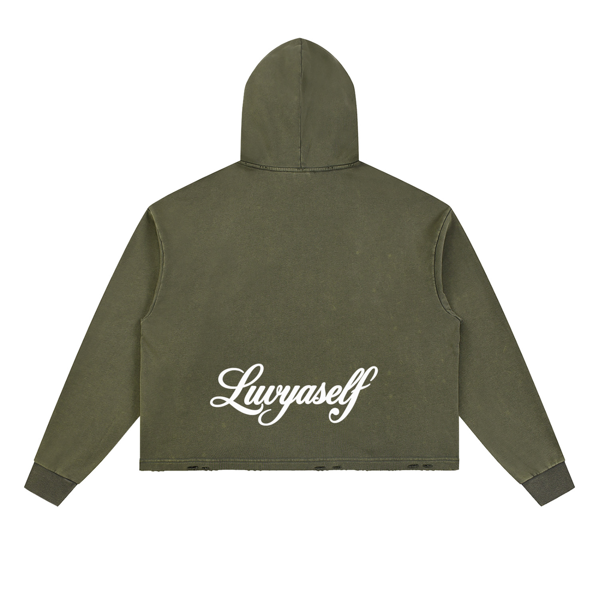 Vintage Washed Frayed-Hem Hoodie