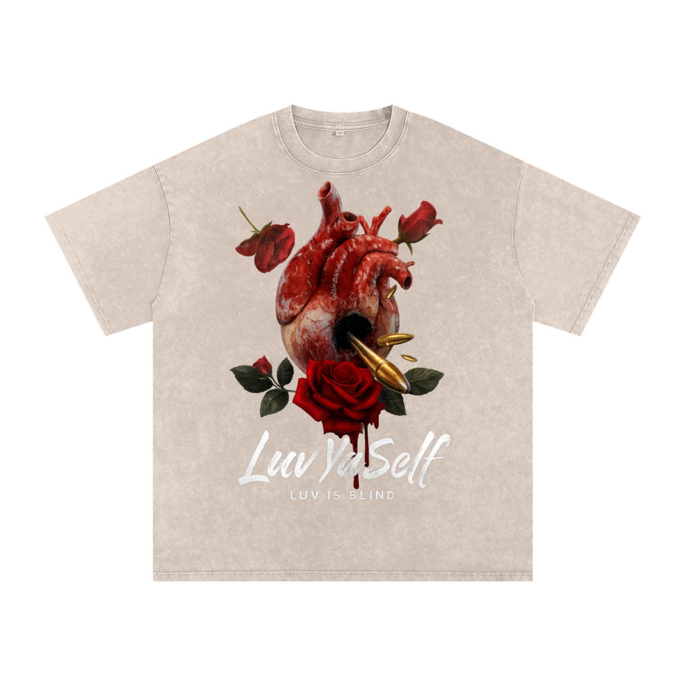 LUVYASELF - LUV IS BLIND - Snow Washed Oversized Cotton T-Shirt