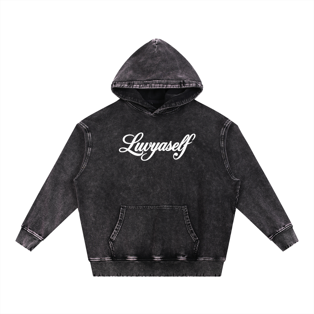 Snow Wash Hand-Frayed Heavyweight  Hoodie