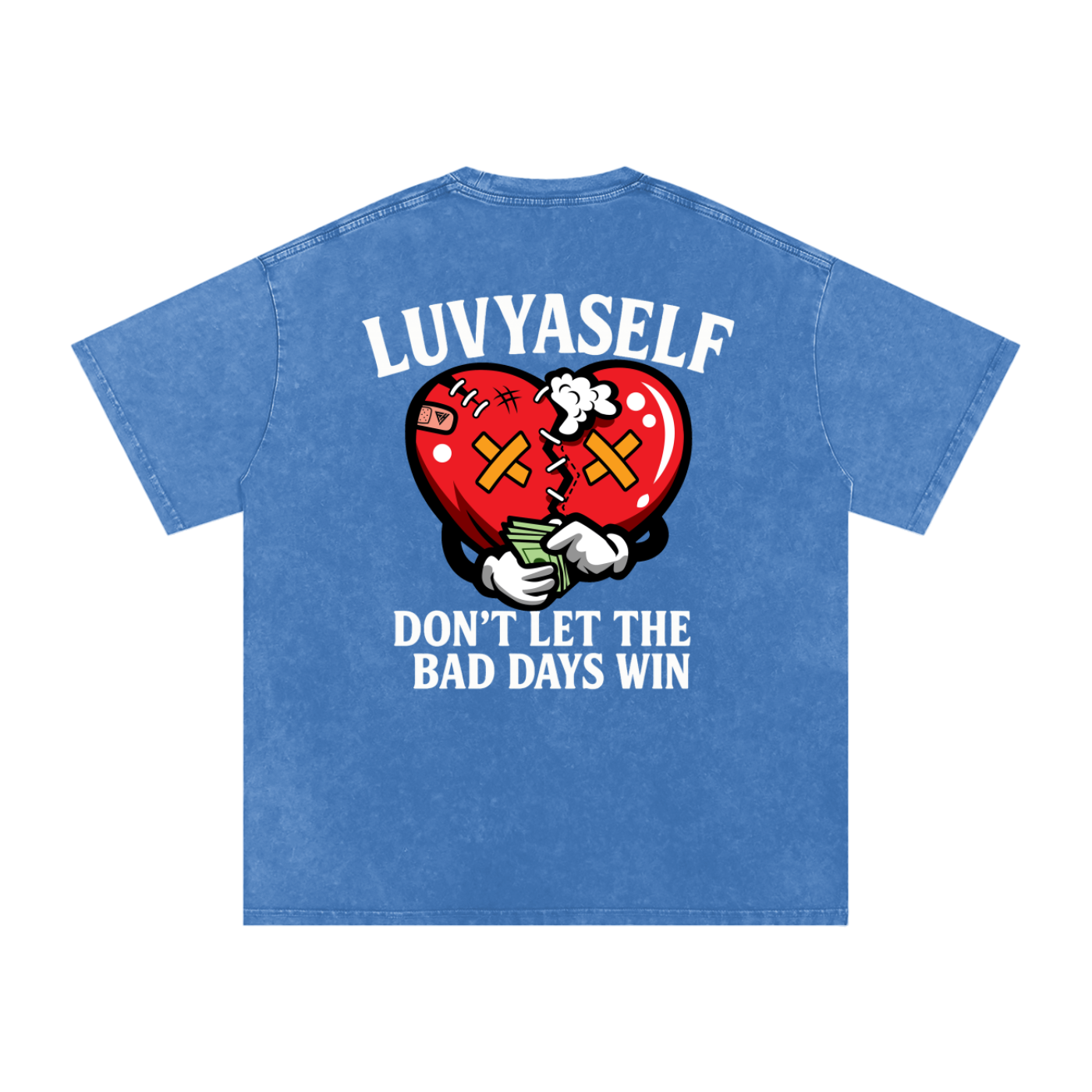 LUVYASELF "Don't Let the Bad Days Win" Acid Wash Oversize T-Shirt | 250 GSM Cotton Tee | Unisex Vintage Wash