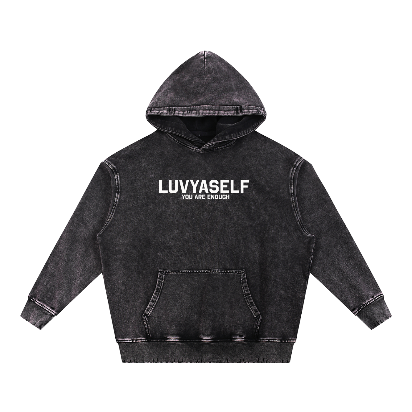 LUVYASELF Snow Wash Hand-Frayed Heavyweight  Hoodie