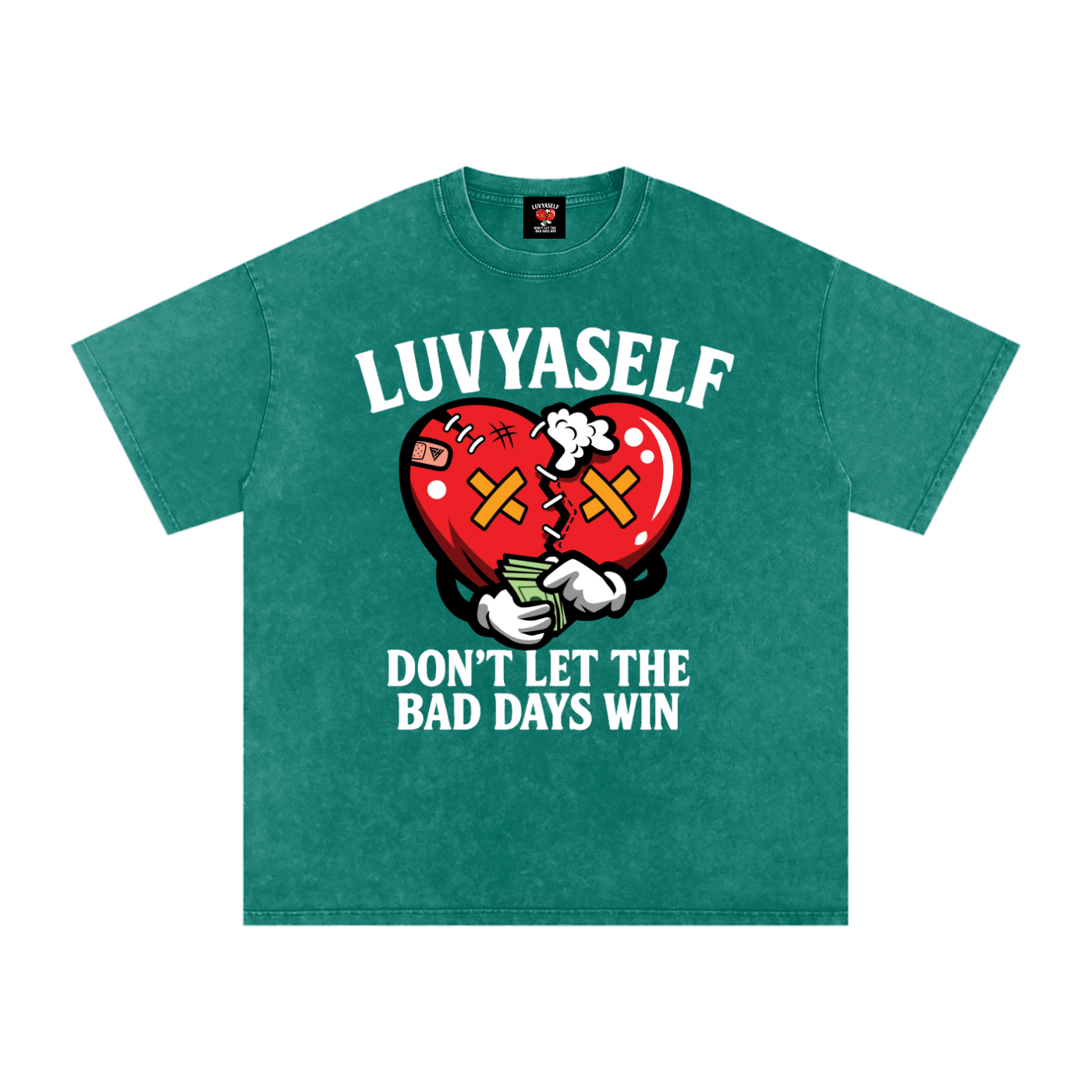 “Don’t Let the Bad Days Win” Snow Wash Oversize Cotton T-Shirt – 250 GSM / 7.4 0z