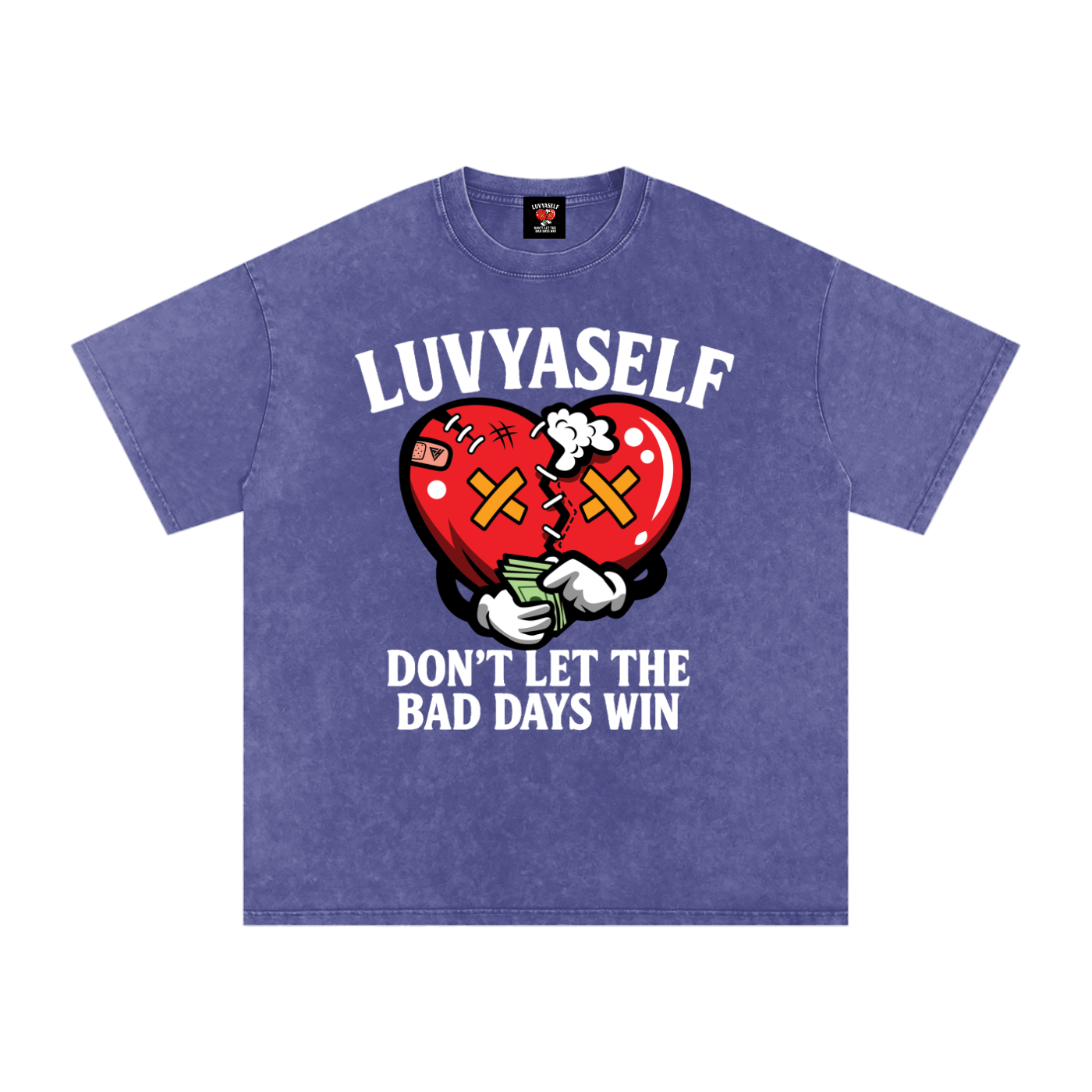 “Don’t Let the Bad Days Win” Snow Wash Oversize Cotton T-Shirt – 250 GSM / 7.4 0z