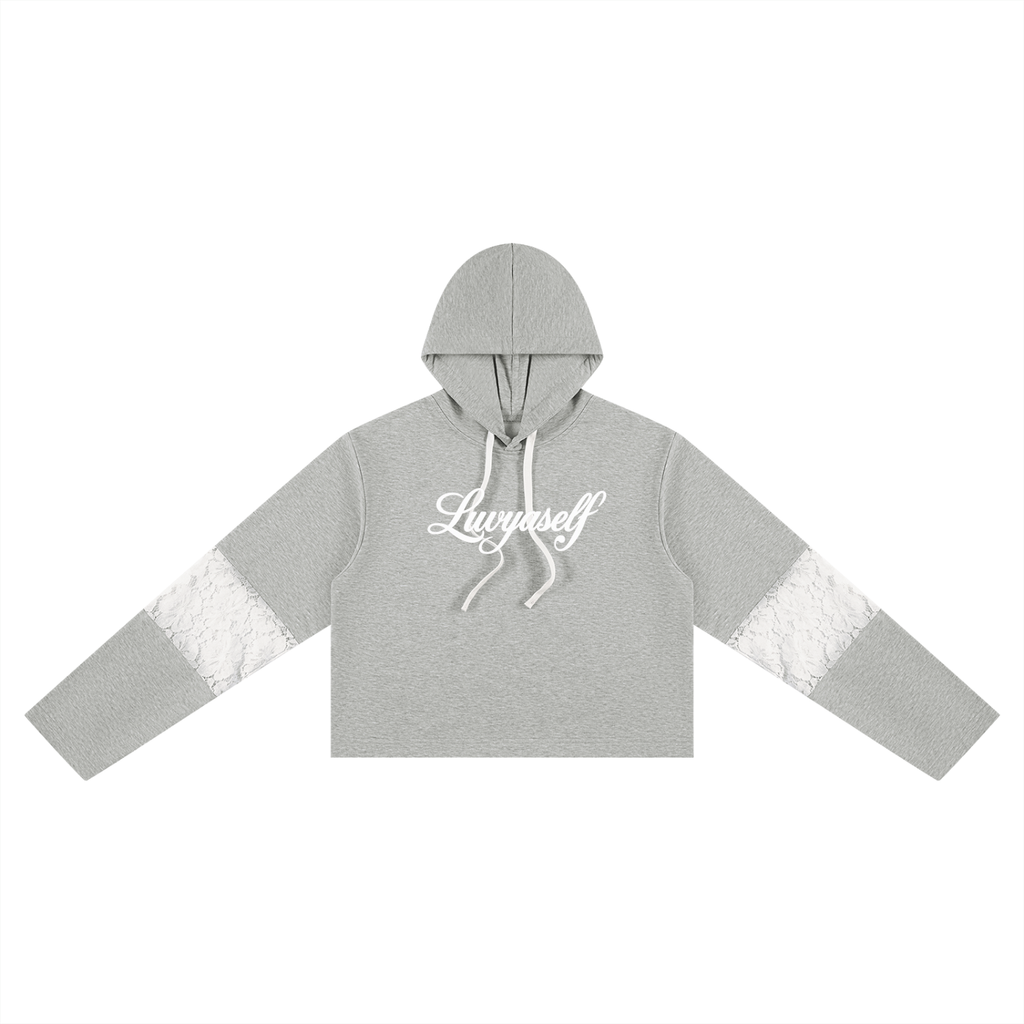Women’s Cropped Lace-Panel Hoodie