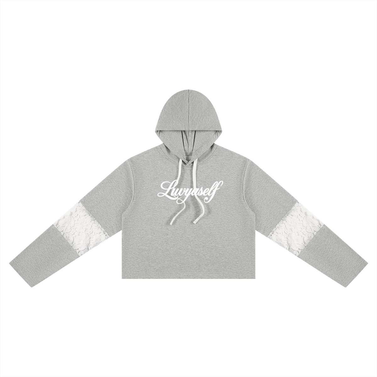 Women’s Cropped Lace-Panel Hoodie