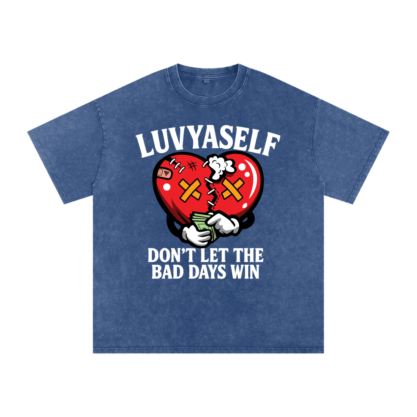“Don’t Let the Bad Days Win” Snow Wash Oversize Cotton T-Shirt – 250 GSM / 7.4 0z