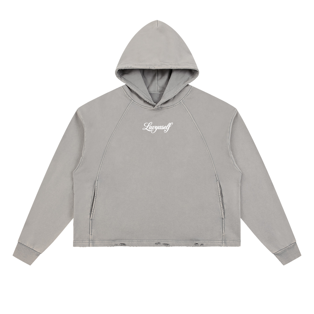 Vintage Washed Frayed-Hem Hoodie