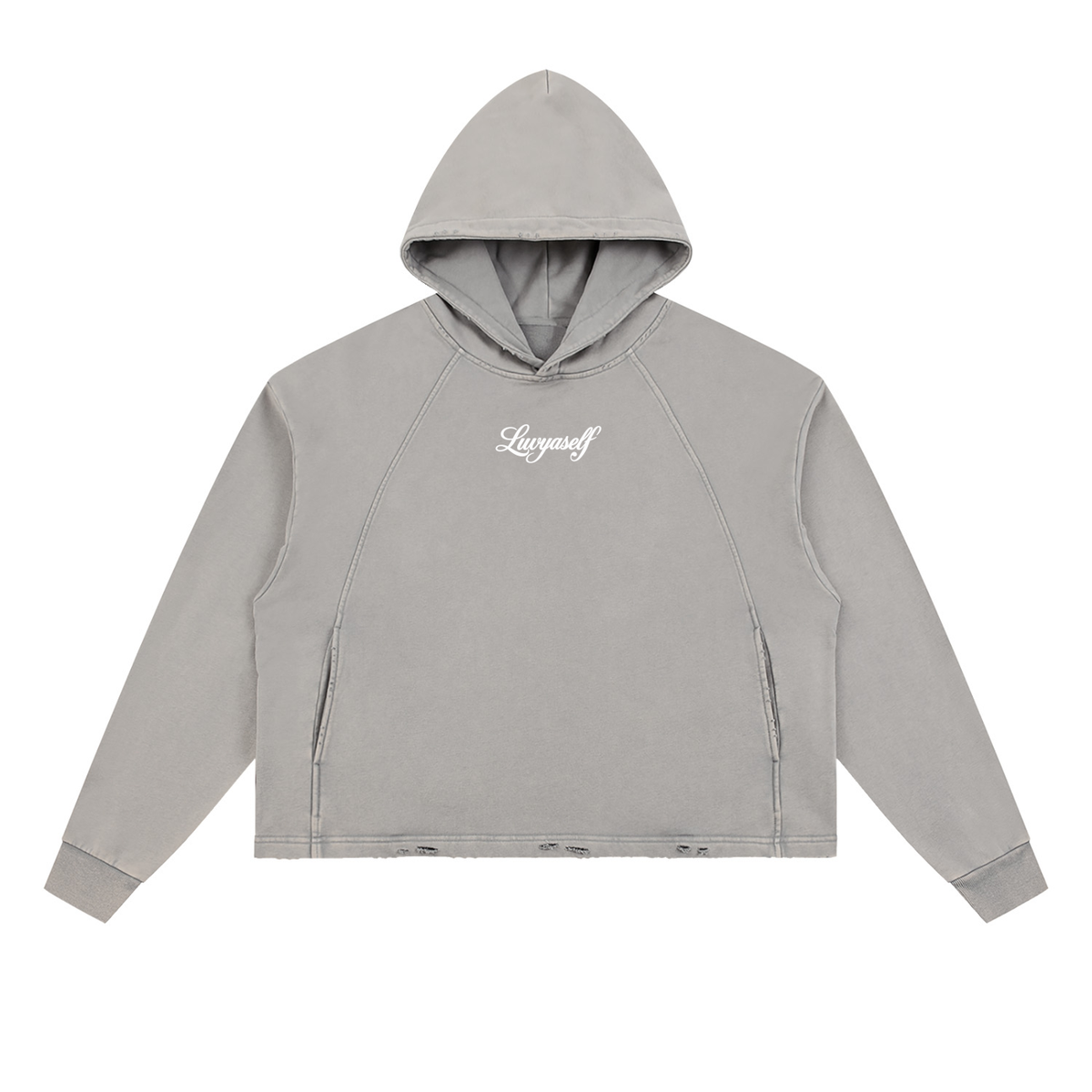 Vintage Washed Frayed-Hem Hoodie