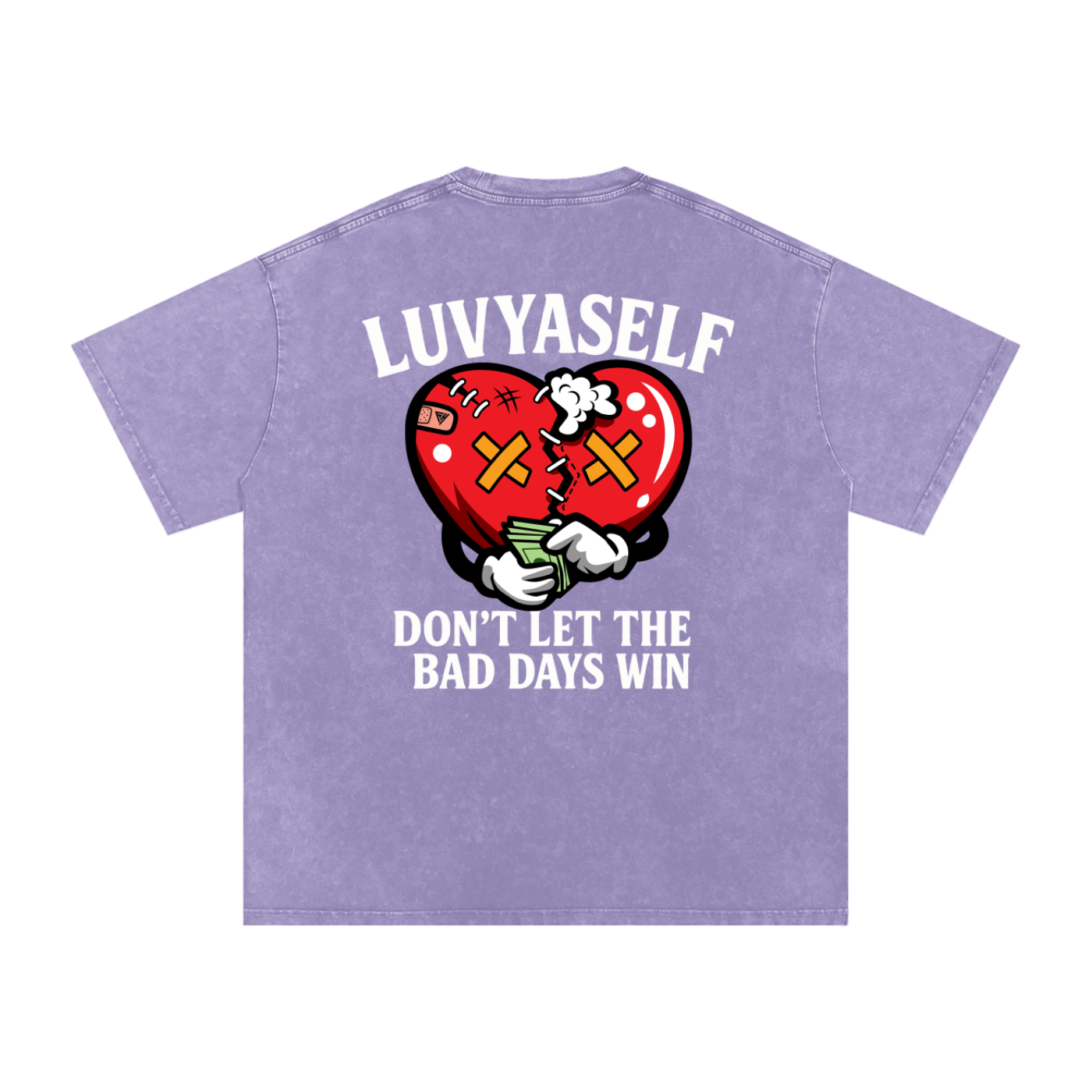 LUVYASELF "Don't Let the Bad Days Win" Acid Wash Oversize T-Shirt | 250 GSM Cotton Tee | Unisex Vintage Wash