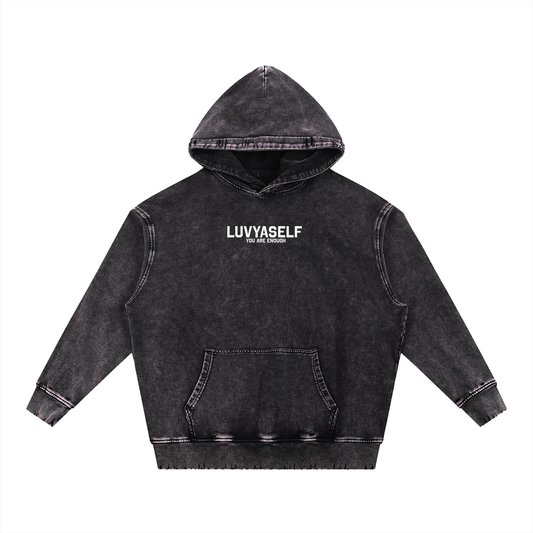 Snow Wash Hand-Frayed Heavyweight  Hoodie