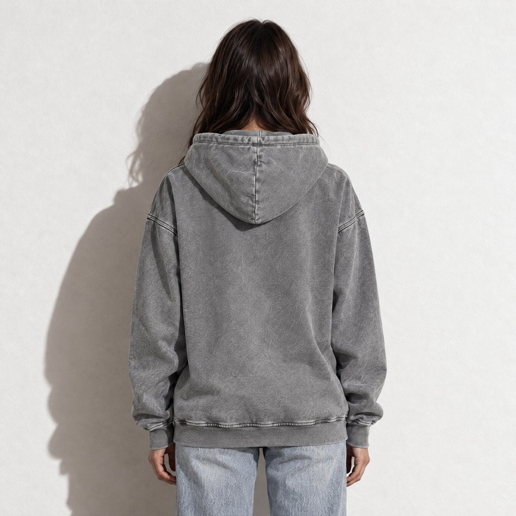 Snow Washed Loose Cotton Hoodie