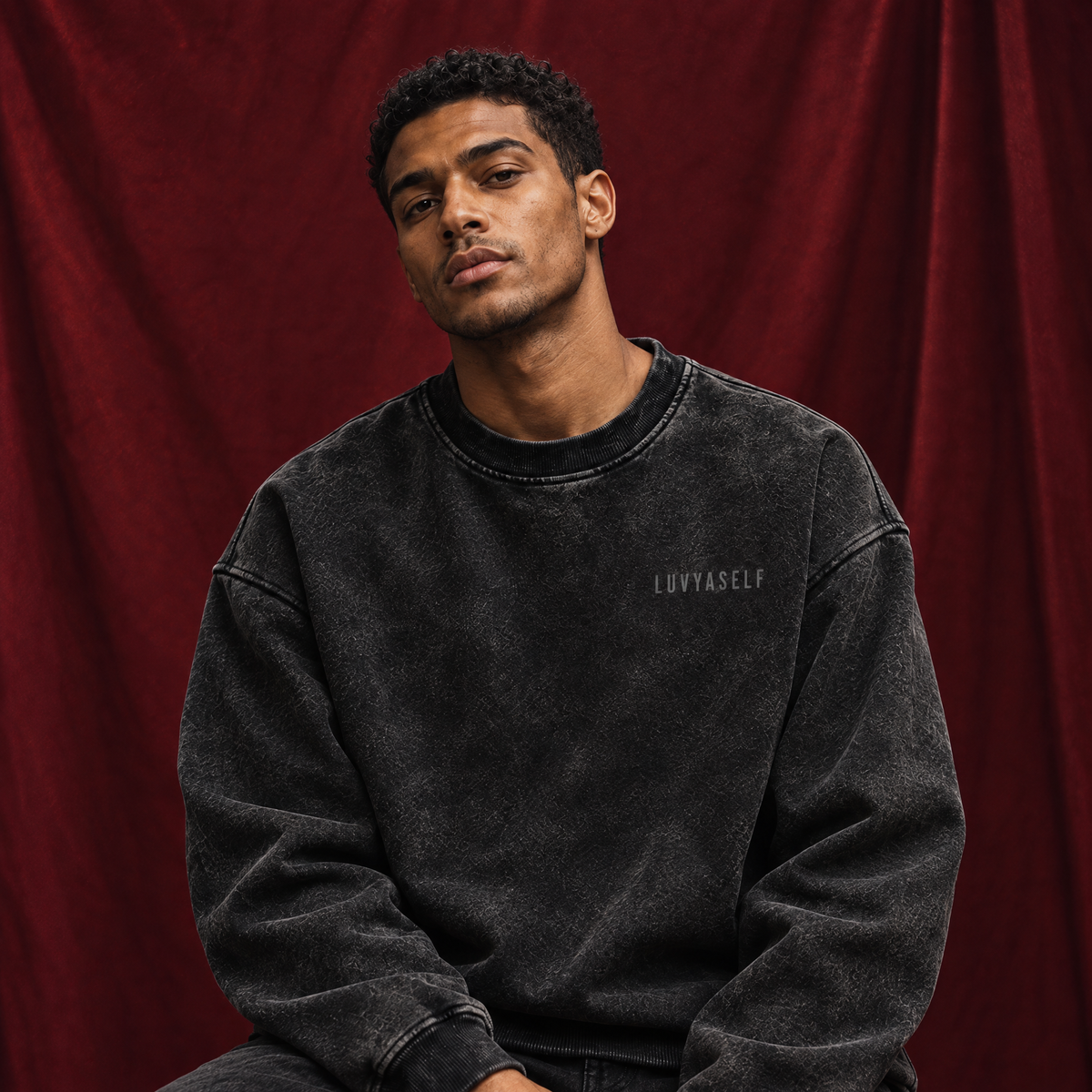 Uniform Sweatshirt — Faded Black, Chest Mark