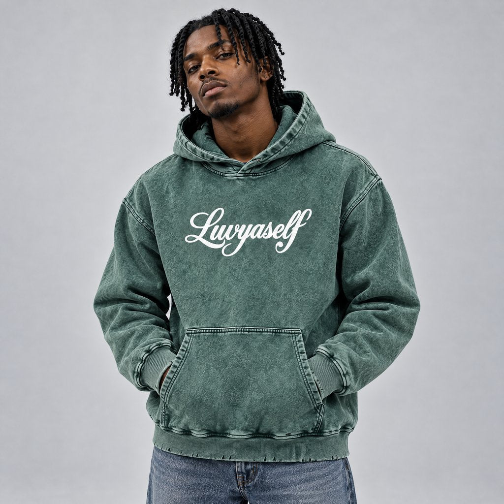 Snow Wash Hand-Frayed Heavyweight  Hoodie