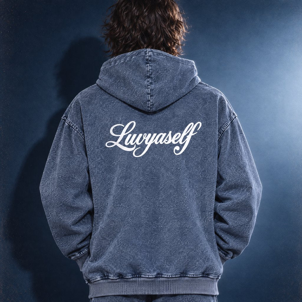 Snow Wash Oversized Zip-Up Hoodie