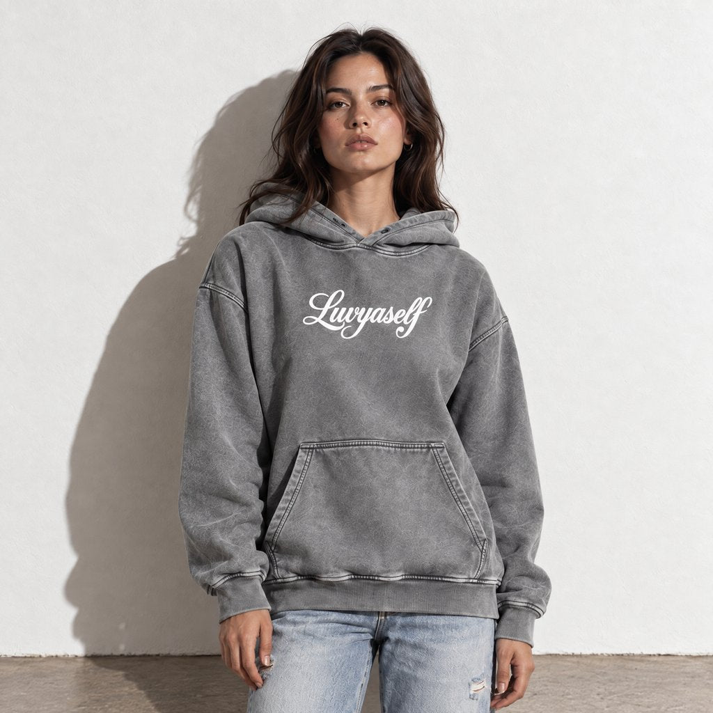 Snow Washed Loose Cotton Hoodie
