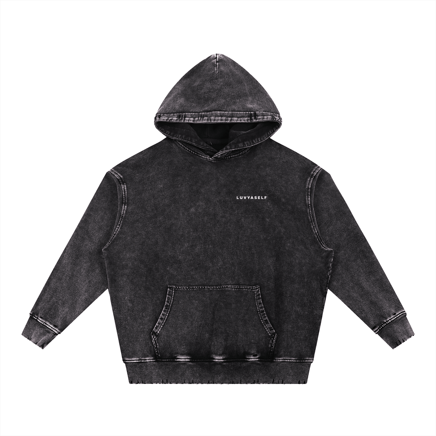 Uniform Snow Wash Hand-Frayed Heavyweight  Hoodie