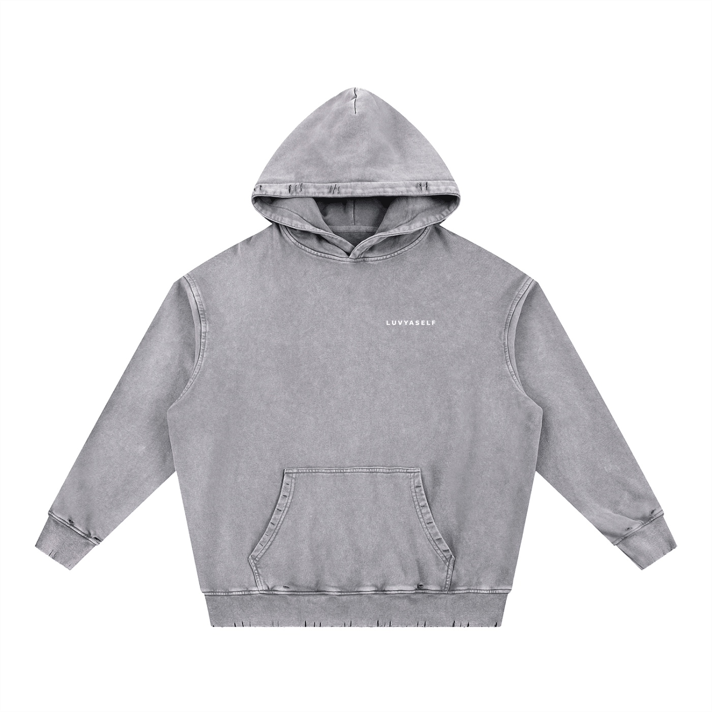 Uniform Snow Wash Hand-Frayed Heavyweight  Hoodie