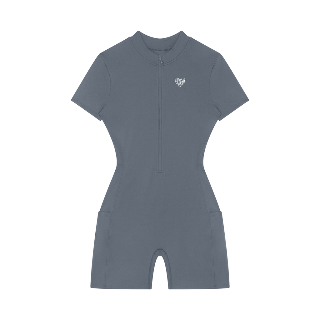 Women's Quarter-Zip Short Sleeve Romper