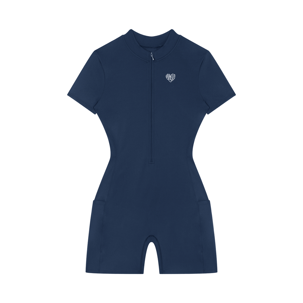 Women's Quarter-Zip Short Sleeve Romper