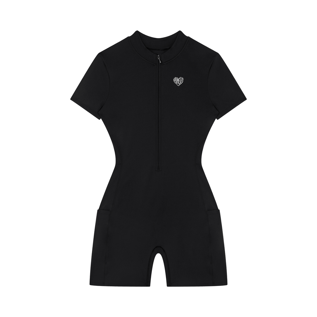 Women's Quarter-Zip Short Sleeve Romper