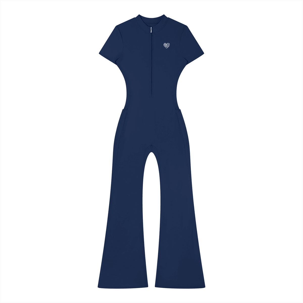 Women’s Tight Flared Leg Quarter-Zip Jumpsuit
