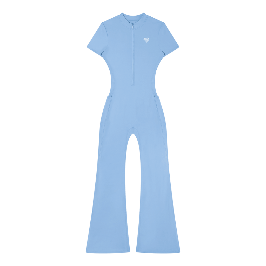 Women’s Tight Flared Leg Quarter-Zip Jumpsuit