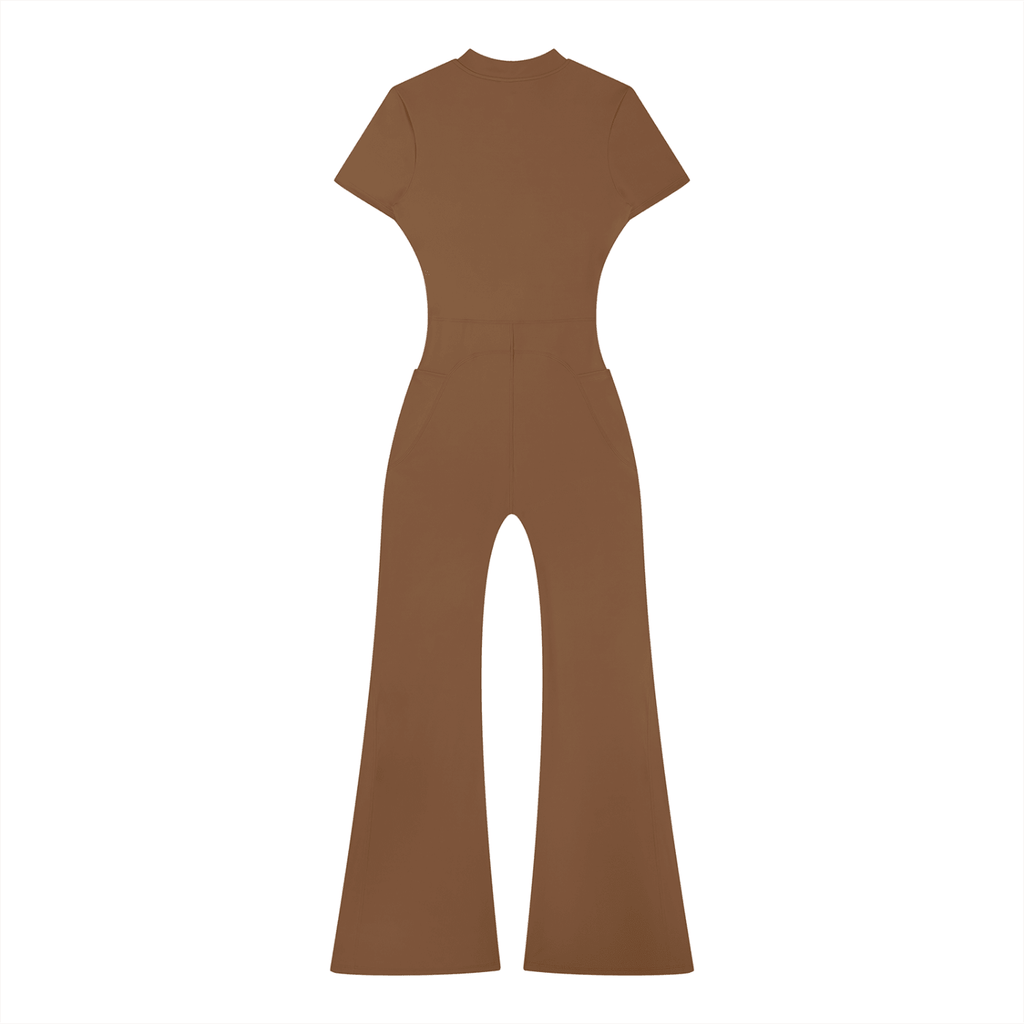 Women’s Tight Flared Leg Quarter-Zip Jumpsuit